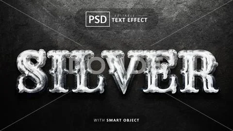 Silver text - editable 3d font effects Modello PSD