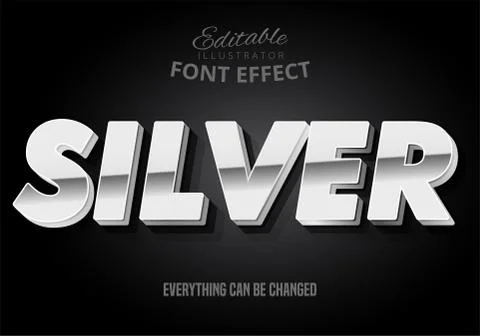 Silver text, editable font effect Stock Illustration