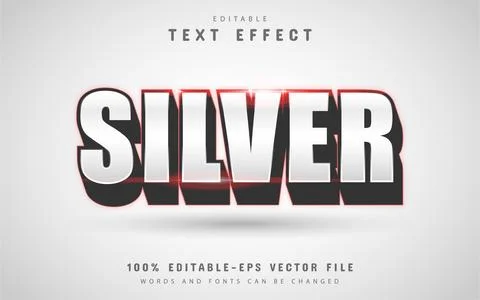 Silver text, editable text effect Stock Illustration