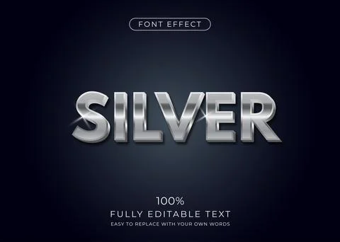 Silver text effect. Editable font style Stock Illustration
