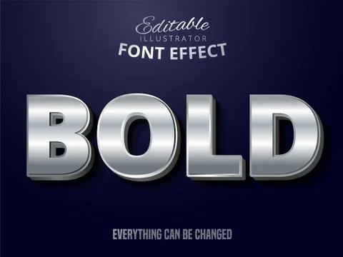 Silver text effect, shiny silver alphabet style Stock Illustration