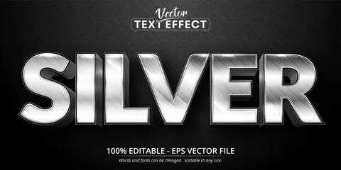 Silver text, shiny silver style editable text effect Stock Illustration
