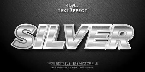 Silver text, shiny silver style editable text effect Stock Illustration