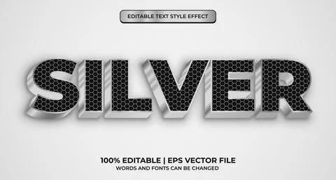 Silver text,shiny metallic style editable text effect Stock Illustration
