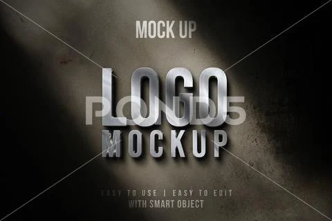 Silver texture logo mockup psd template PSD Template