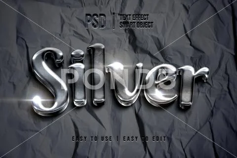 Silver texture text effect mockup PSD-Vorlage