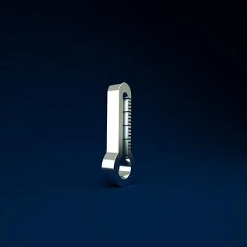 Silver Thermometer icon isolated on blue background. Minimalism concept. 3d i Stock Illustration