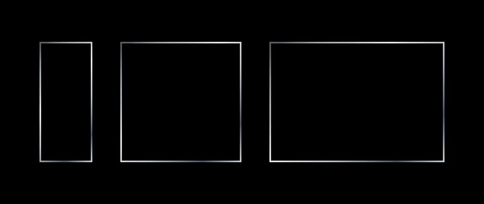 Silver thin frame set. Grey geometric borders in art deco style. Argent thin Stock Illustration