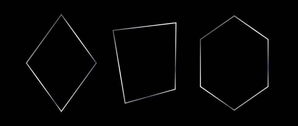 Silver thin frame set. Grey geometric borders in art deco style. Thin linear Stock Illustration