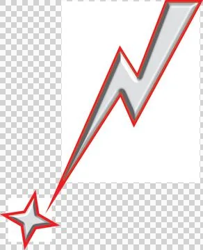 Silver Thunderbolt Bolt Icon with Red Outline and Spark Star Stock Illustration