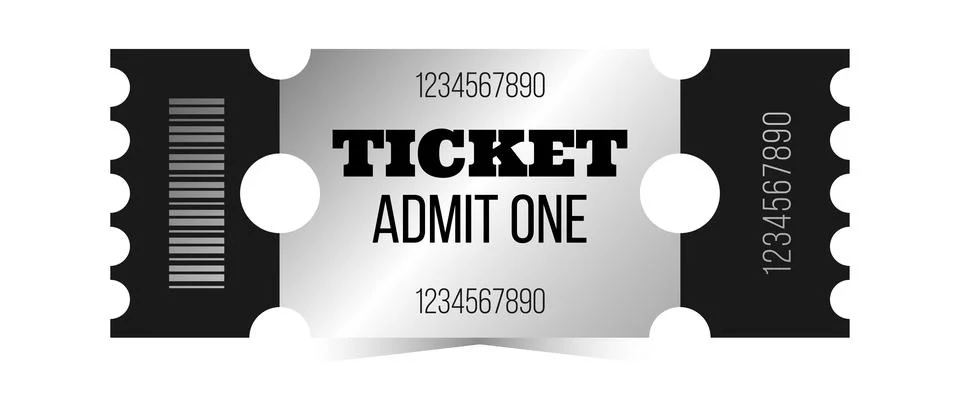 Silver ticket, admit one template. Cinema, theater, casino, concert, opera,.. Stock Illustration
