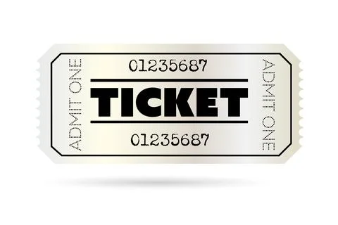 Silver ticket isolated on white background. Useful for any festival, party Stock Illustration