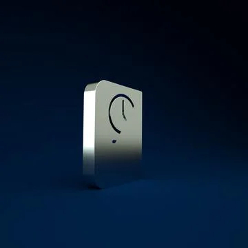 Silver Time for book icon isolated on blue background. Minimalism concept. 3d Illustrazione stock
