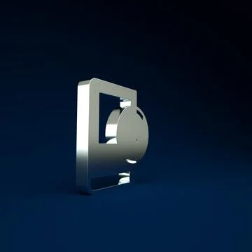 Silver Time for book icon isolated on blue background. Minimalism concept. 3d Stock Illustration