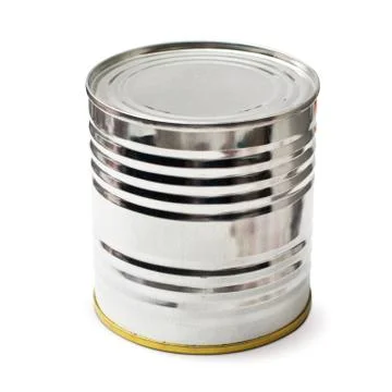 Silver tin with clipping path Stock Photos