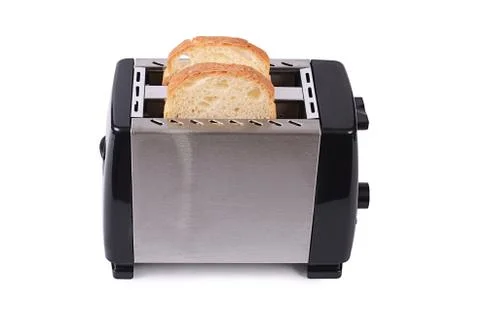 Silver toaster isolated on white background Stock Photos