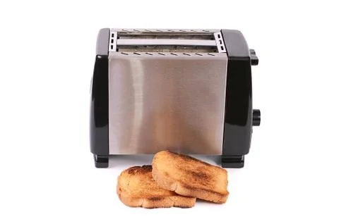 Silver toaster isolated on white background Stock Photos