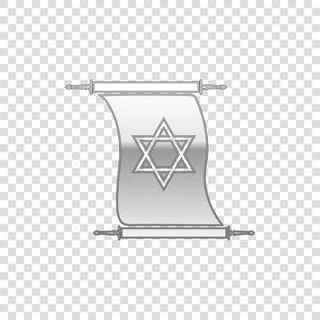 Silver Torah scroll isolated object on transparent background. Jewish Torah in イラスト素材