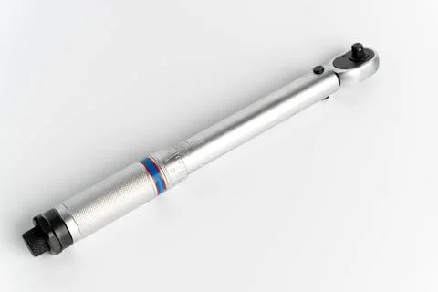 Silver torque wrench measuring precise fastener tightening Stock Photos