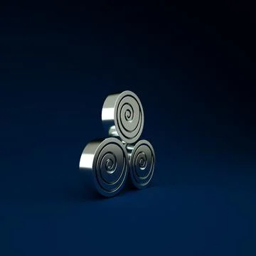 Silver Towel rolls icon isolated on blue background. Minimalism concept. 3d i Stock Illustration