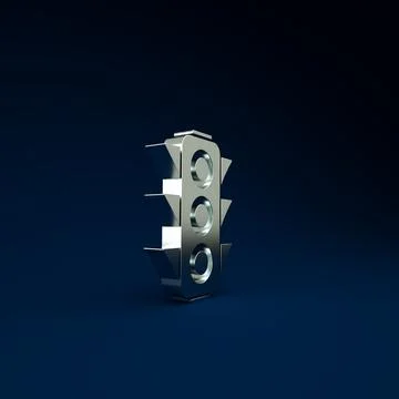 Silver Traffic light icon isolated on blue background. Minimalism concept. 3d 스톡 일러스트