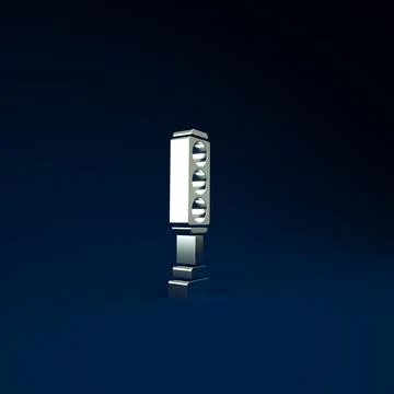 Silver Traffic light icon isolated on blue background. Minimalism concept. 3d イラスト素材