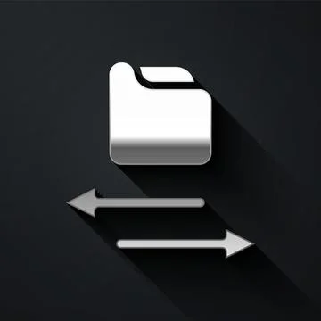 Silver Transfer files icon isolated on black background. Copy files, data 스톡 일러스트