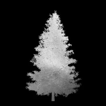 Silver tree with leaves isolated on black background. Stock Illustration