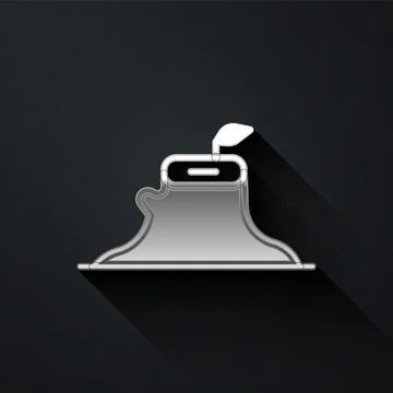 Silver Tree stump icon isolated on black background. Long shadow style. Vector Stock Illustration