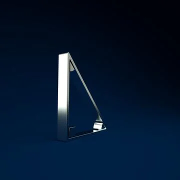 Silver Triangle math icon isolated on blue background. Minimalism concept. 3d Stock Illustration