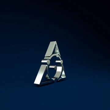 Silver Triangle math icon isolated on blue background. Minimalism concept. 3d Stock Illustration