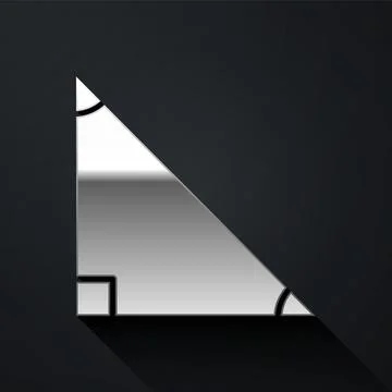 Silver Triangle math icon isolated on black background. Long shadow style Illustrazione stock