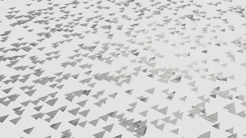 Silver triangles moving on gray background. 3d render looped animation Video stock 300845162