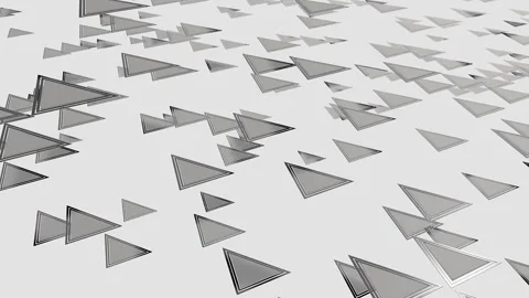 Silver triangles moving on gray background. 3d render looped animation Stock Footage 300845163