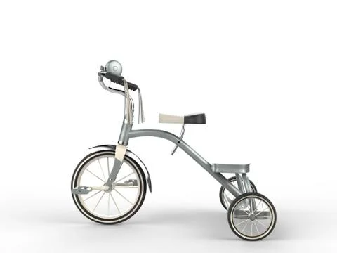 Silver tricycle - side view Stock Illustration