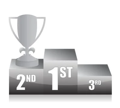 Silver trophy cup 2nd place illustration design Stock Illustration