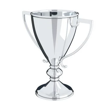 Silver trophy cup isolated on white background 3D illustration Stock Illustration