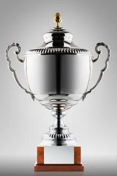 Silver trophy isolated on gray gradient background Stock Photos