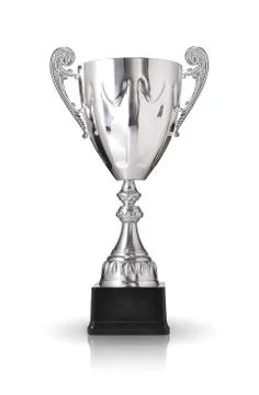 Silver trophy isolated on white background Stock Photos