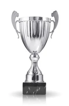 Silver trophy isolated on white background Stock Photos
