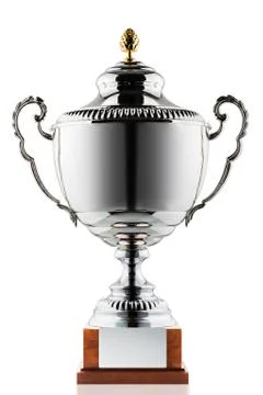 Silver trophy isolated on white background Stock Photos