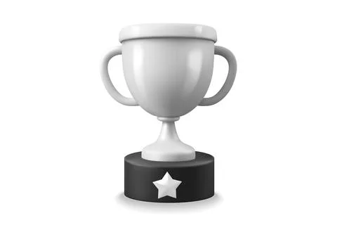 Silver trophy with star. 3d vector illustration isolated on white background Stockillustratie