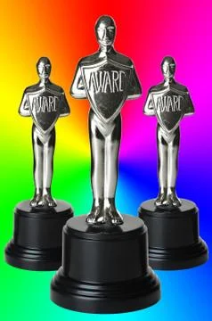 Silver trophys on rainbow background Illustrazione stock