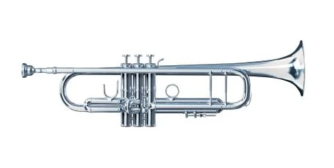 Silver trumpet viewed from a side. Stock Illustration