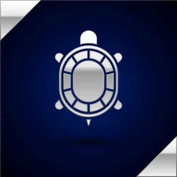 Silver Turtle icon isolated on dark blue background. Vector Stock Illustration