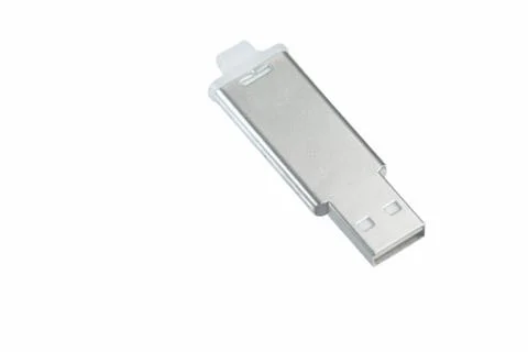 Silver USB flash drive on white Stock Photos
