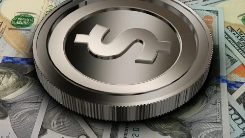 Silver USD Icon and 100 Dollar Bills, Exclusive, Business, High Quality Stock Footage 302271988