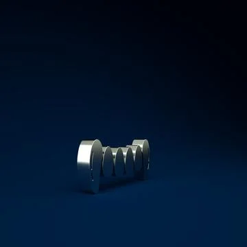 Silver Vampire teeth icon isolated on blue background. Happy Halloween party. Stockillustratie