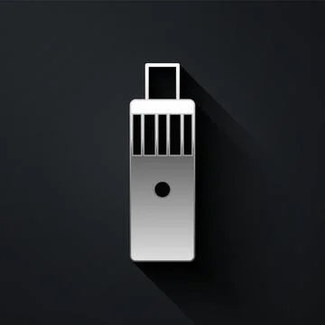 Silver Vape mod device icon isolated on black background. Vape smoking tool.. Stock Illustration