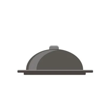 Silver vector dish. Grey tray, kitchenware, trey isolated, platter, closed cl Иллюстрация